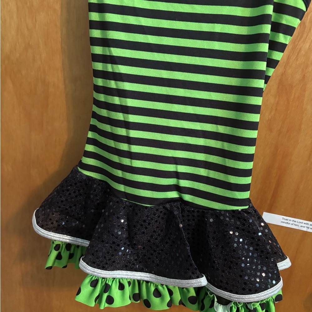 Curtain Call Costumes Striped Green and Black Kids Dance Costume - Picture 2 of 6